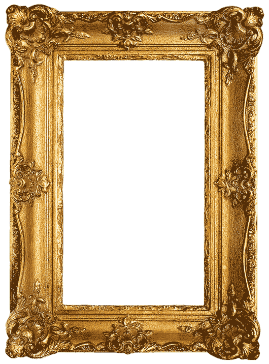 ornate frame with lavish details. painted gold.